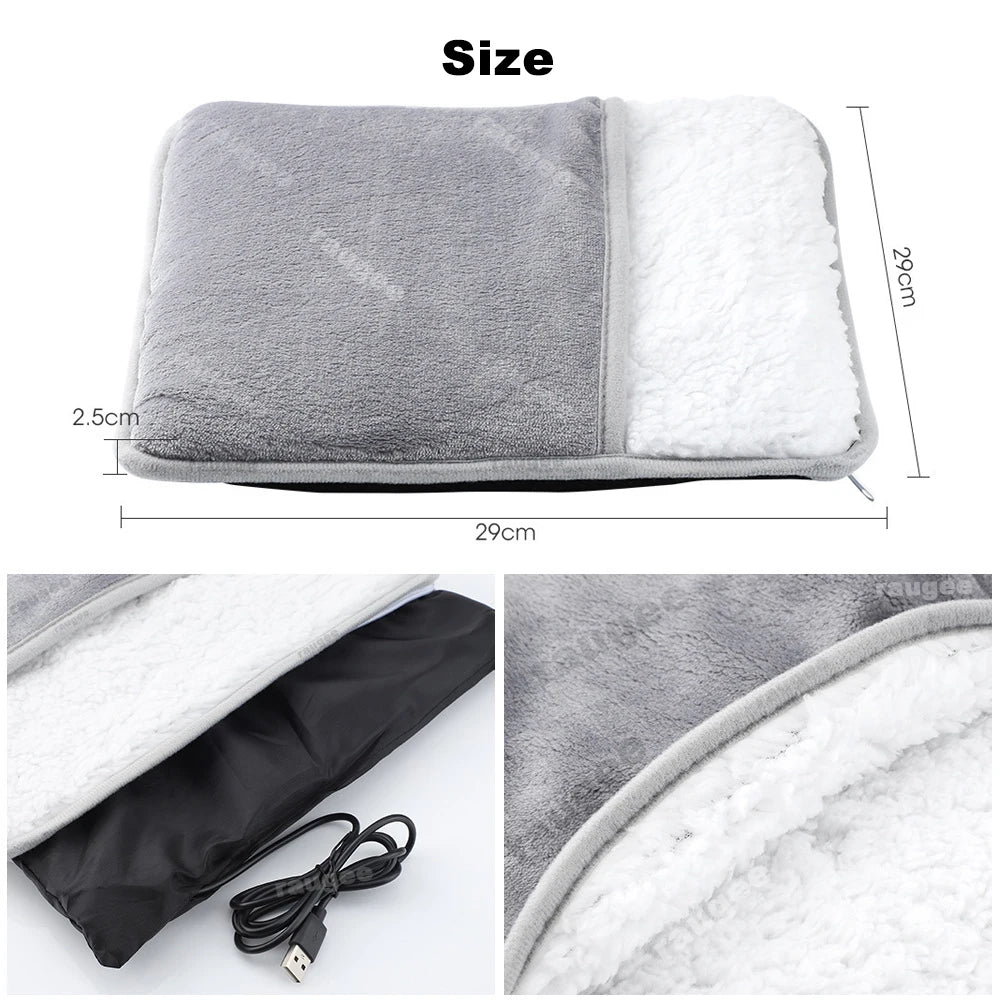USB Electric Foot Warmer Heating Pad – Soft Plush Fleece