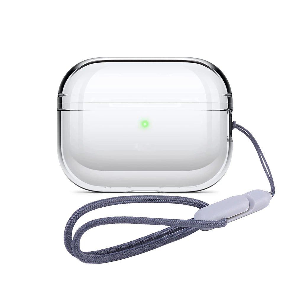 Clear AirPods Pro 2 Case with Wrist Strap – Soft TPU Cover