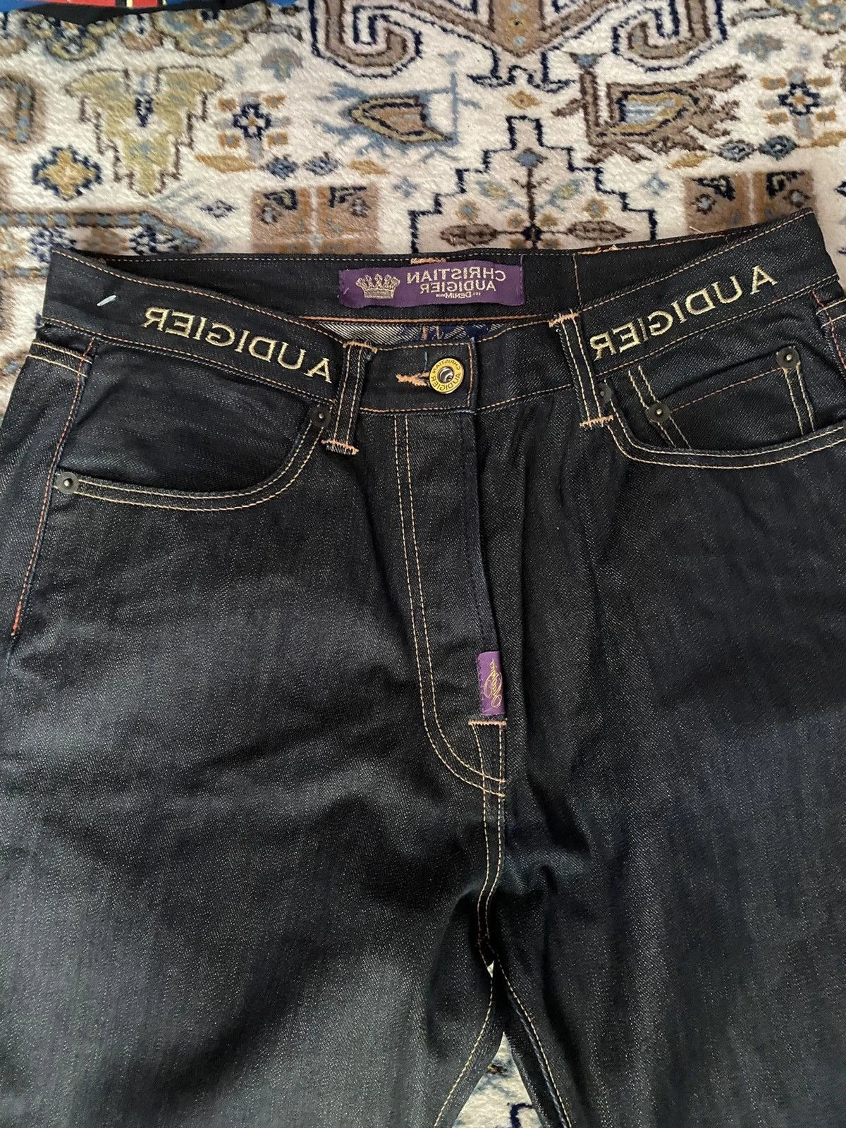 Y2K Wide Leg Jeans – Statue of Liberty Diamond Denim Pants
