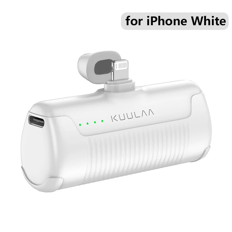 KUULAA Mini Power Bank 4500mAh – Plug-In Portable Charger for iPhone & USB-C