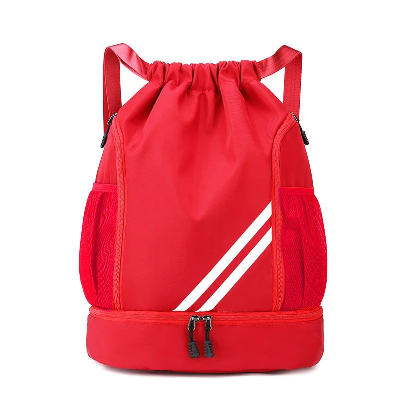 Sports Gym Drawstring Backpack with Shoe Compartment for Men & Women