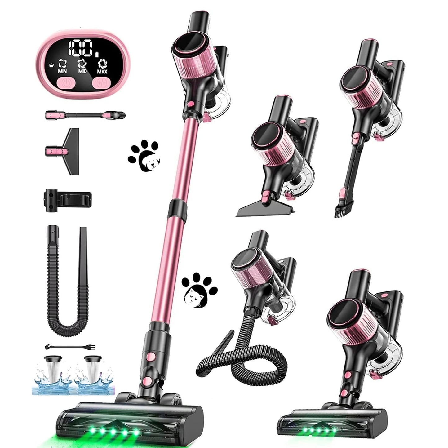 Cordless Stick Vacuum Cleaner 55KPa 500W – 10-in-1 for Home & Pet Hair