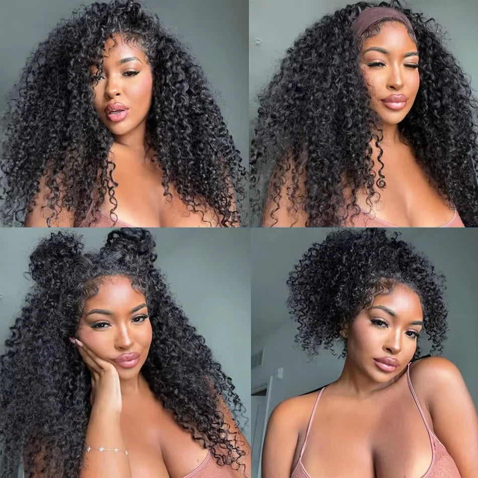 Kinky Curly Half Wig – Human Hair Clip-In 3-in-1