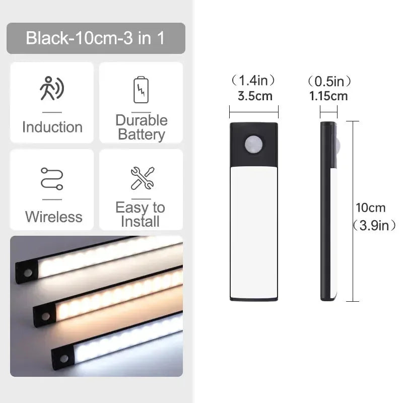 Motion Sensor LED Under Cabinet Light – USB Rechargeable Bar