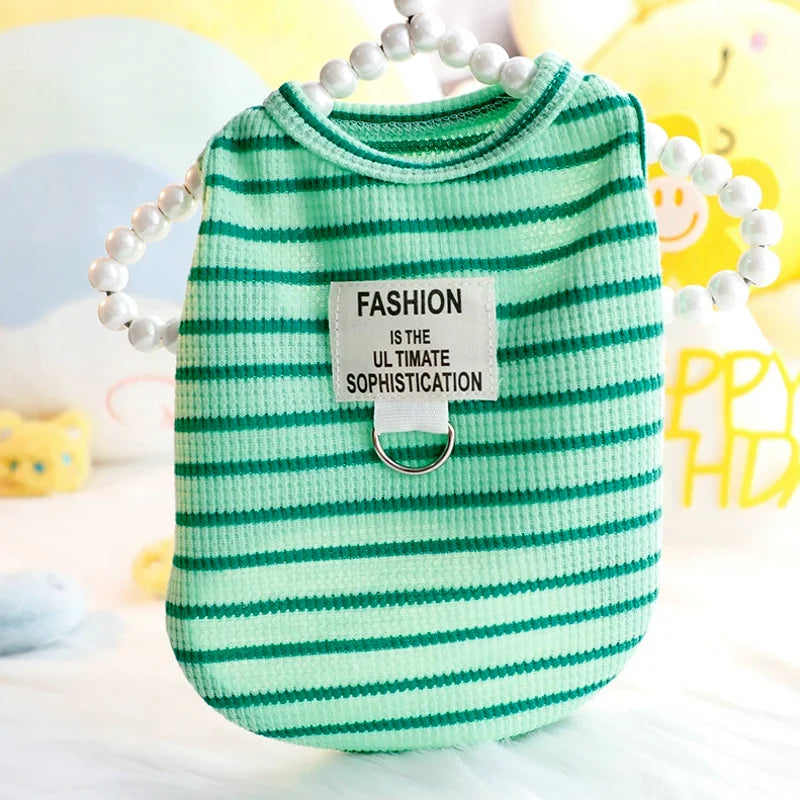 Cherry Striped Dog Vest – Cute Summer Shirt for Small Dogs