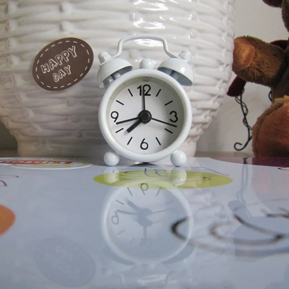 Mini Metal Twin Bell Alarm Clock – Cute Retro Desk & Room Decor
