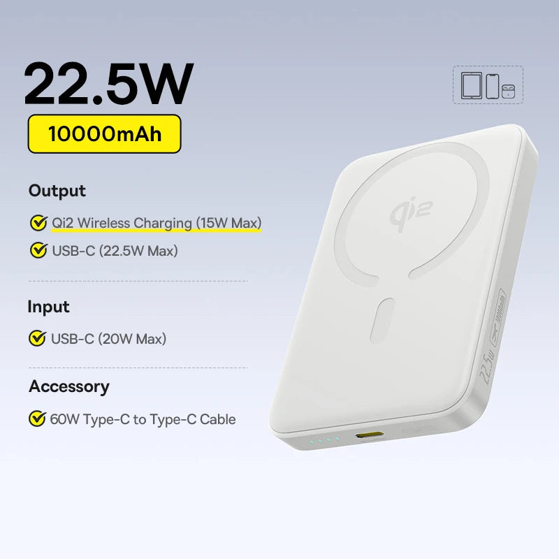 Baseus Qi2 Magnetic Power Bank 10000mAh – 25W Wireless & 45W Wired Charging