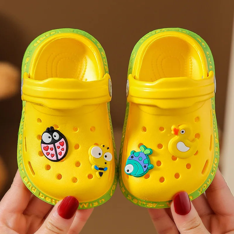 Kids Cartoon Clog Sandals – Lightweight Summer Beach Shoes with Charms