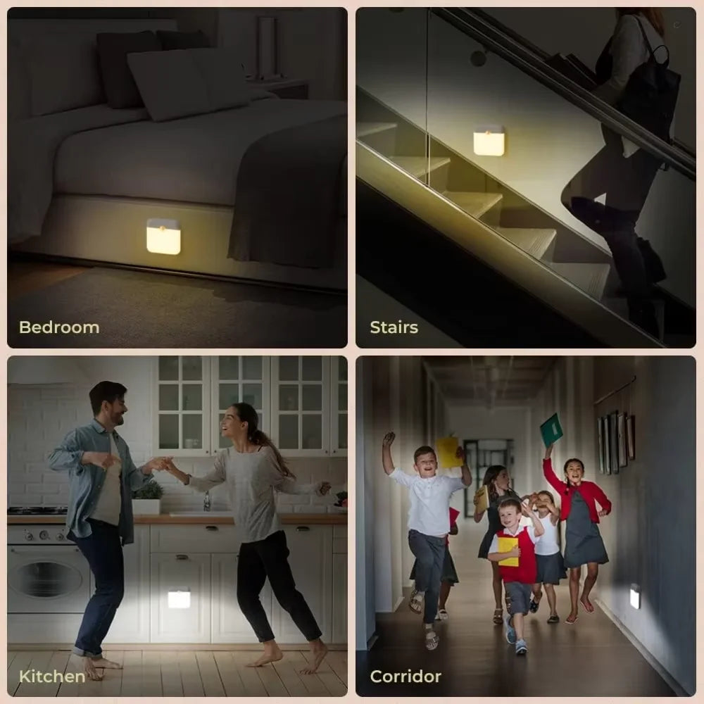 Motion Sensor LED Night Light – USB Rechargeable Square Lamp