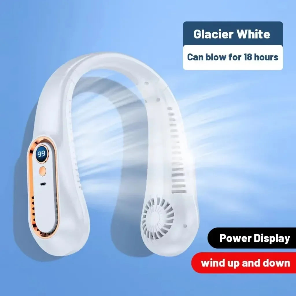 Neck Fan Bladeless Hands-Free USB Rechargeable with LED Display