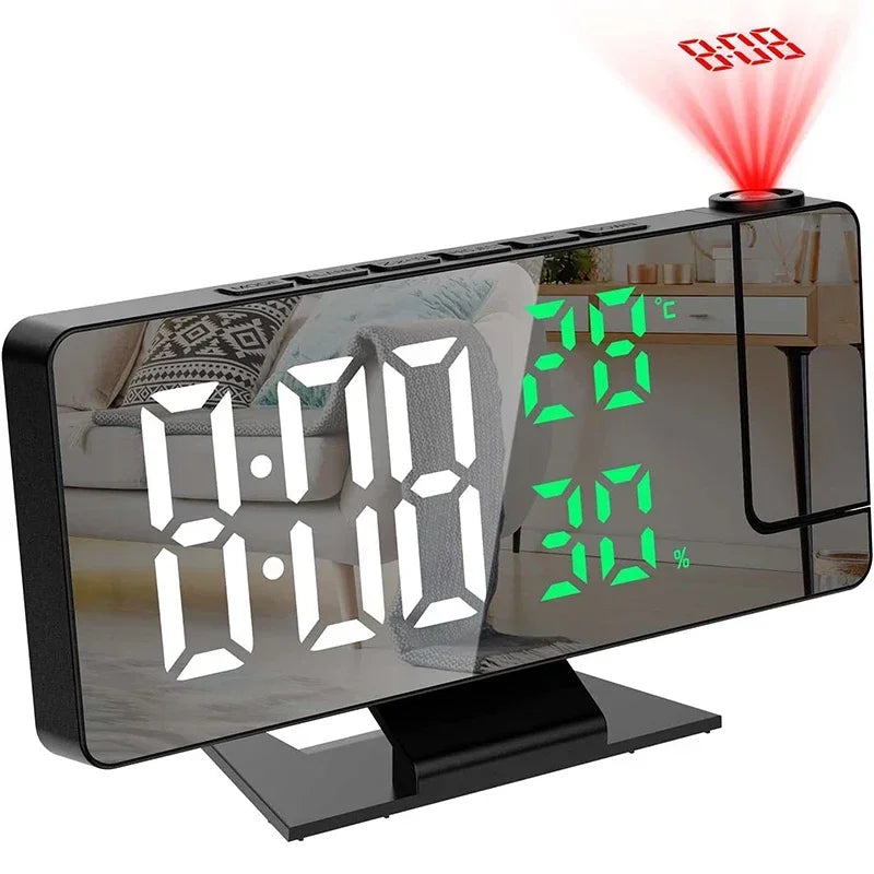 Projection Alarm Clock LED Digital with Temp & Humidity Display