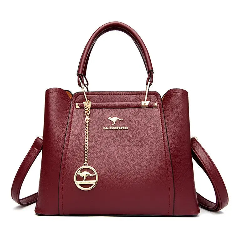 Luxury Leather Handbag – 3-Layer Large Capacity Shoulder & Crossbody Bag