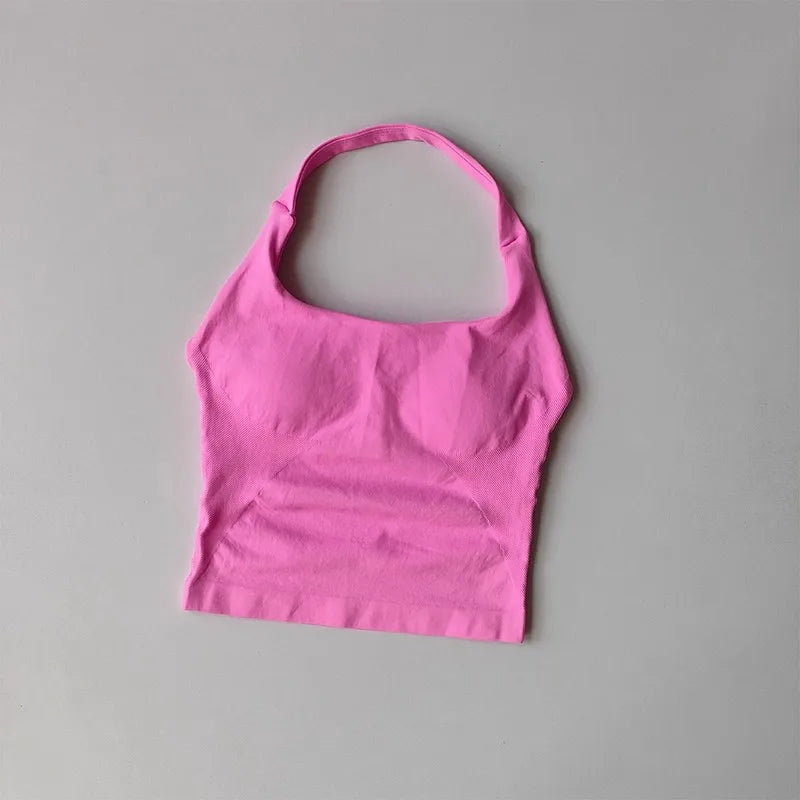 Women's Halter Neck High Support Sports Bra – Backless Yoga Top