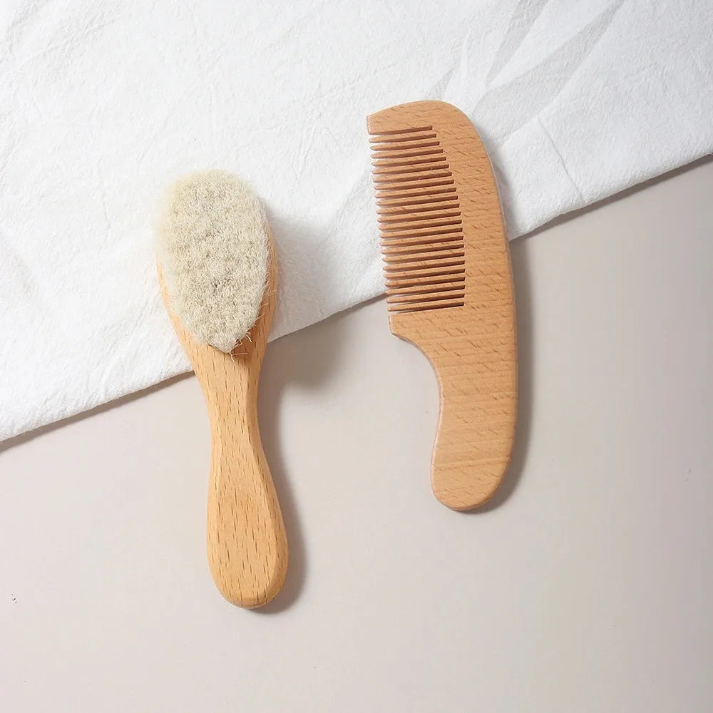 Baby Hair Brush & Comb Set – Natural Beechwood 2-Piece