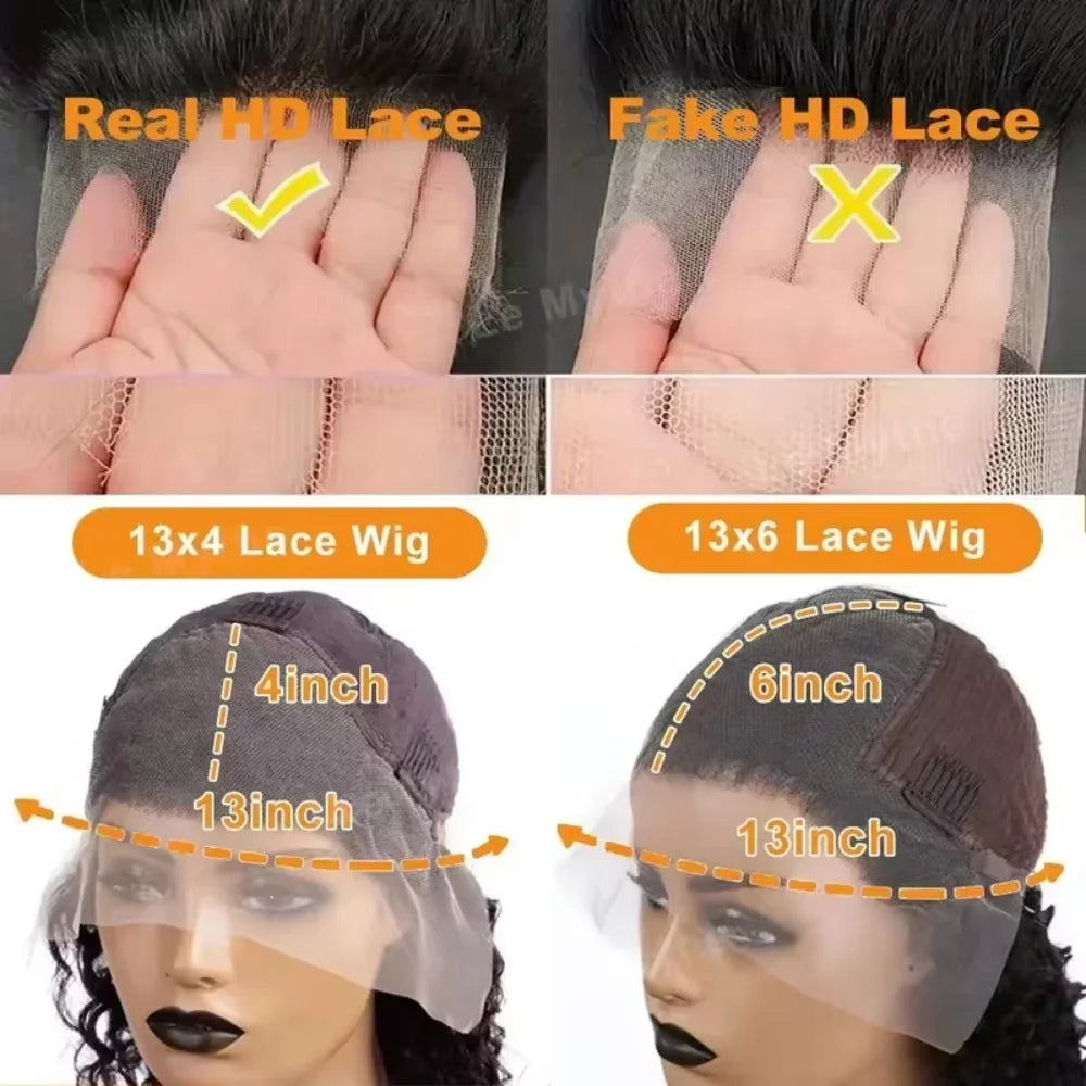 13x6 Deep Wave Human Hair Lace Front Wig – Extra Long 16–42"