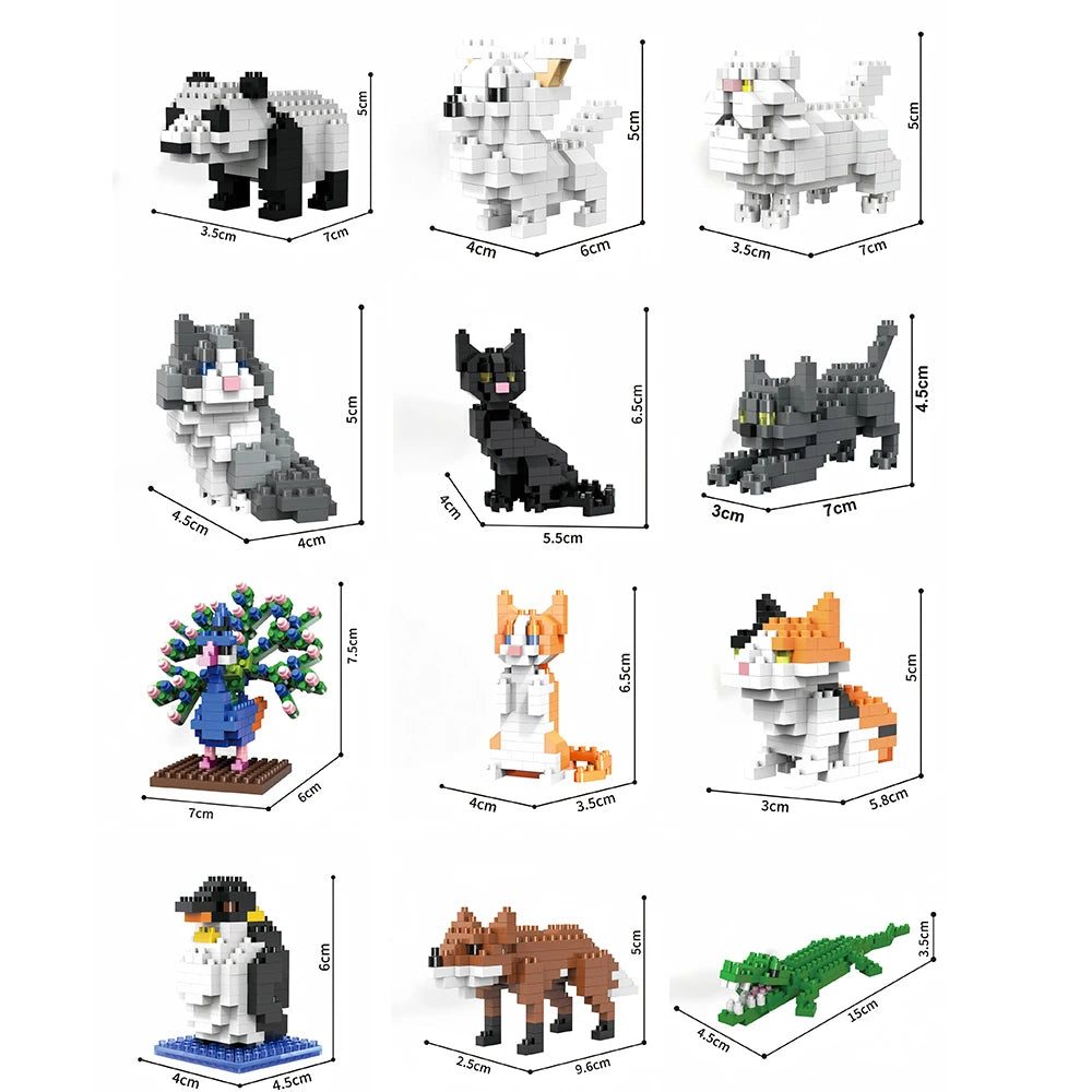 Mini Dog & Cat Building Blocks Toy – Lifelike Micro Brick Animal Figures