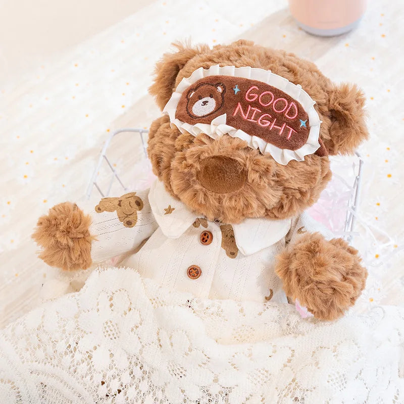 Pajama Teddy Bear Plush Stuffed Animal with Sleep Mask