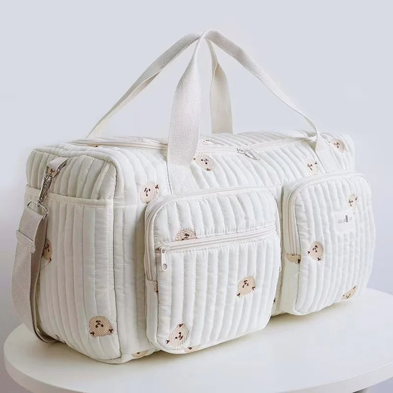 Large Capacity Diaper Bag – Quilted Cotton Mommy Tote
