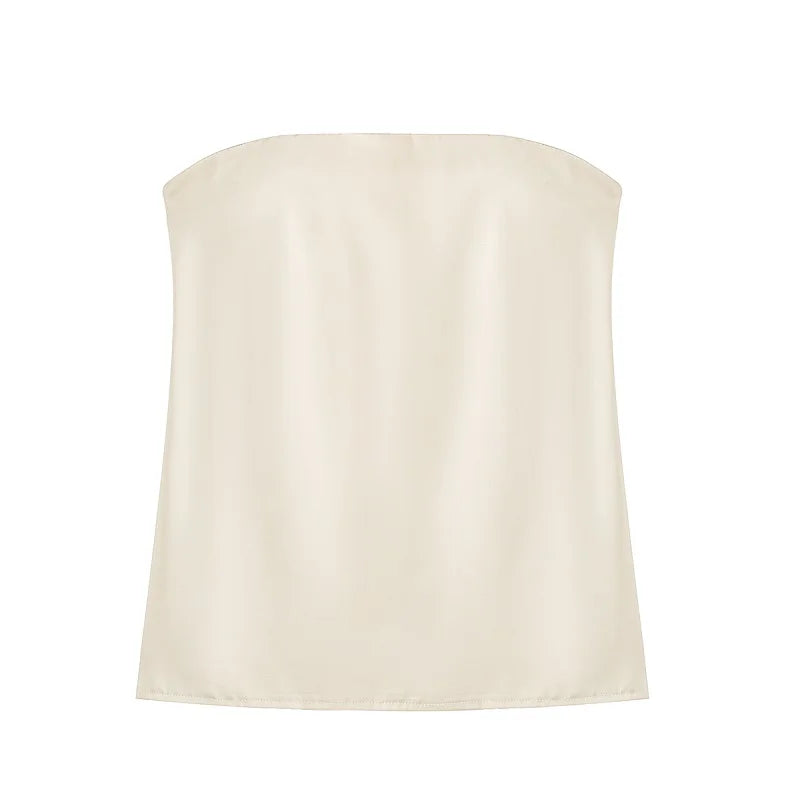 Women's Satin Wide-Leg Pants & Tube Top Set