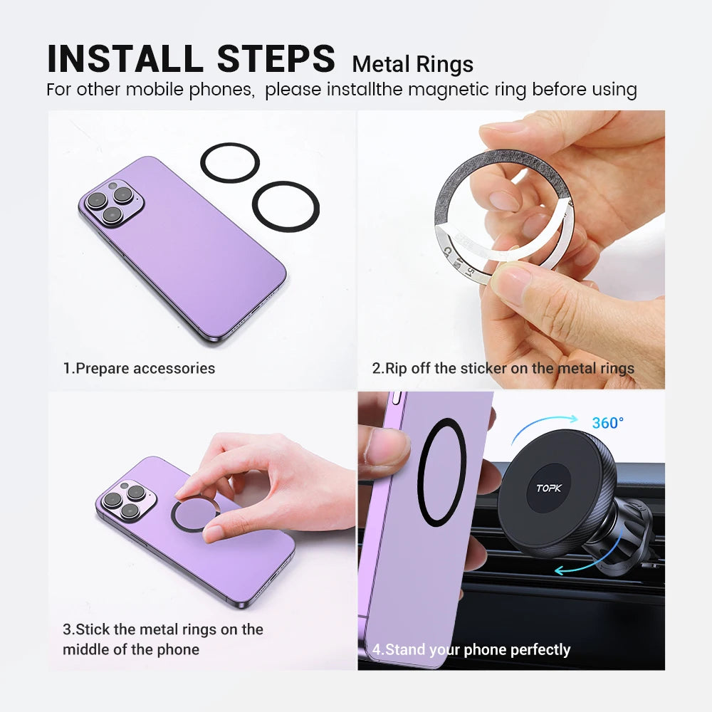 Magnetic Car Phone Holder – Air Vent Mount MagSafe Compatible