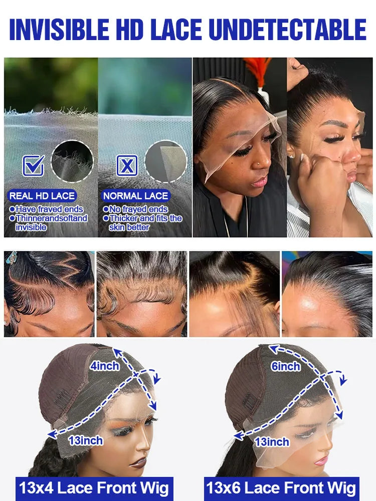 13x6 HD Lace Front Wig Straight Human Hair Glueless Malaysian Virgin