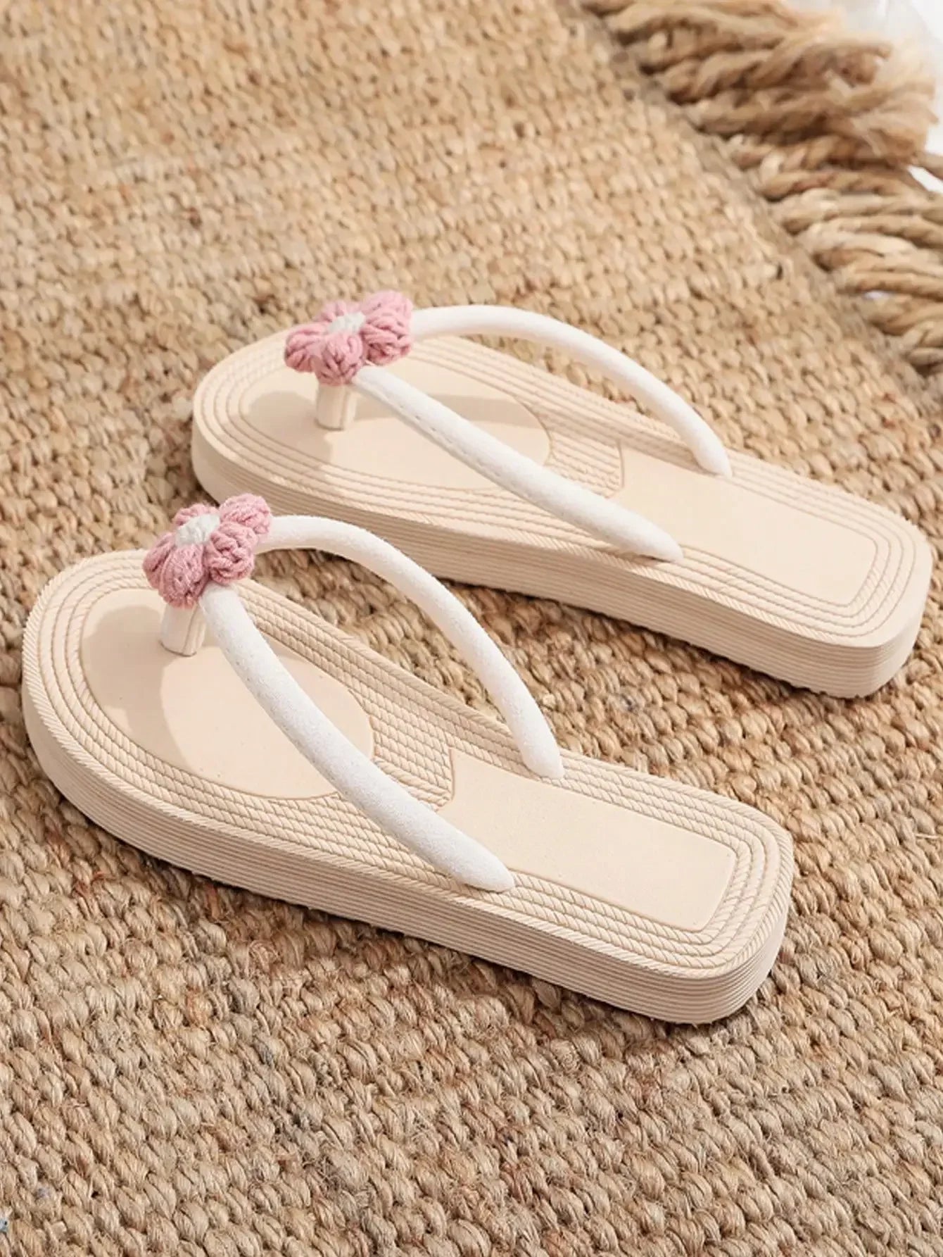 Women's Flower Thong Flip Flops Flat Open Toe Beach Sandals