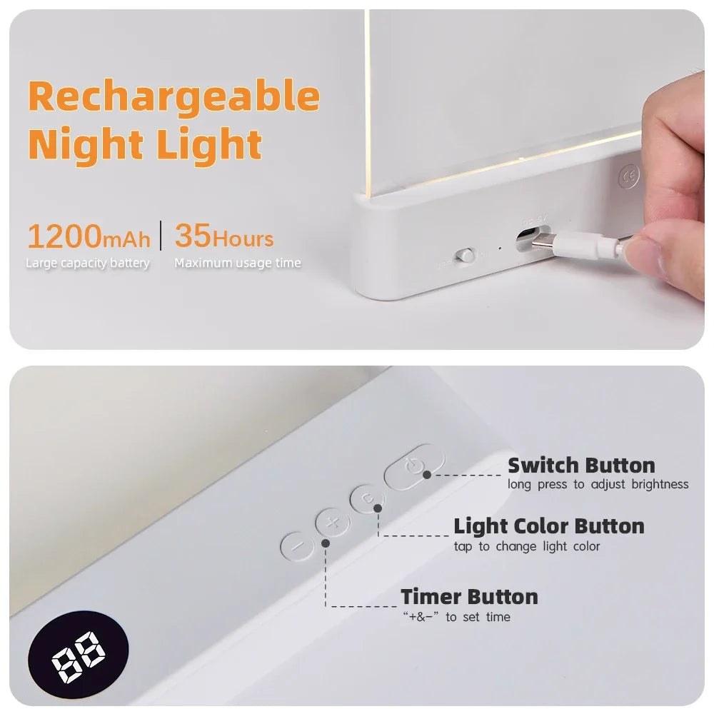 LED Flat Reading Light Panel – Dimmable Book Lamp
