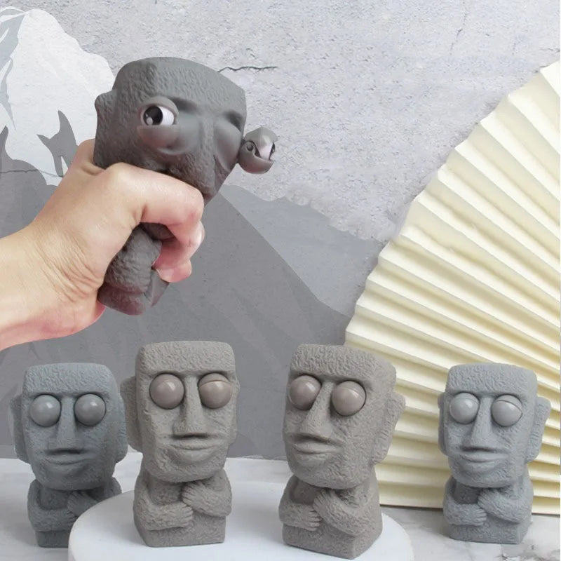 Moai Stress Relief Squeeze Toy – Pop-Eye Easter Island Statue Fidget