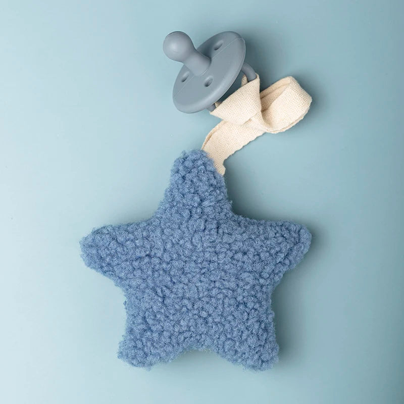 Sherpa Pacifier Clip Star Moon Baby Dummy Holder