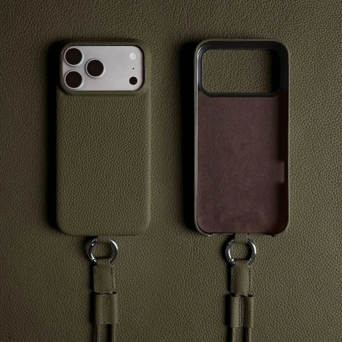 With Lanyard Genuine Leather iPhone Case
