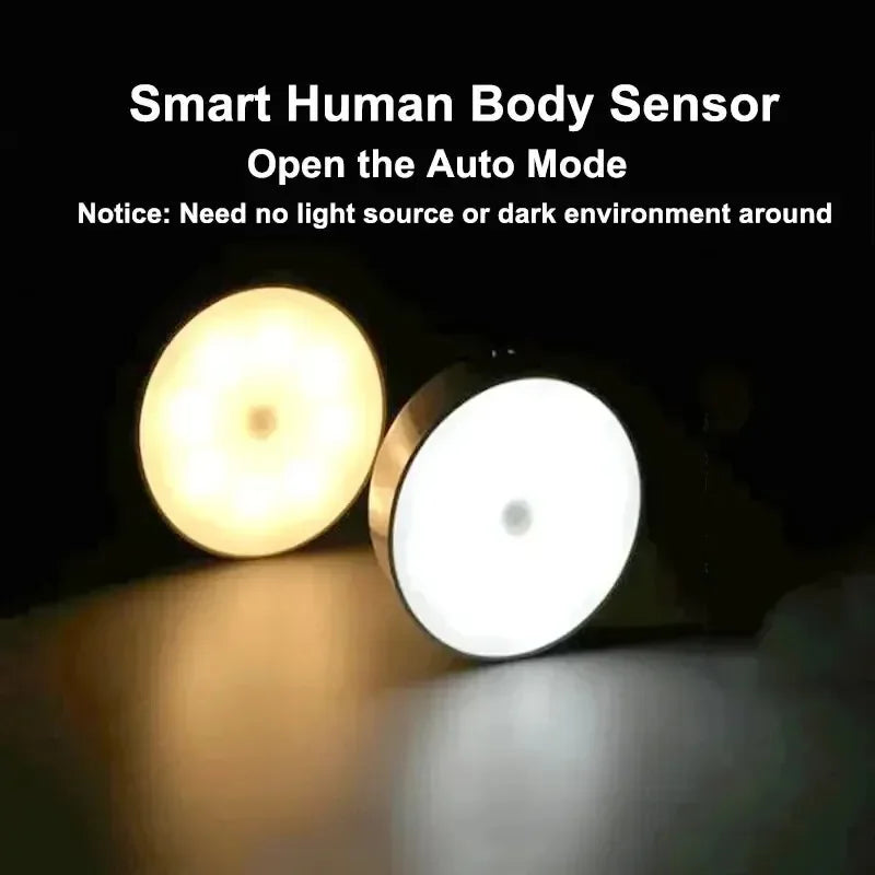 Motion Sensor LED Night Light – USB Rechargeable Wireless Lamp