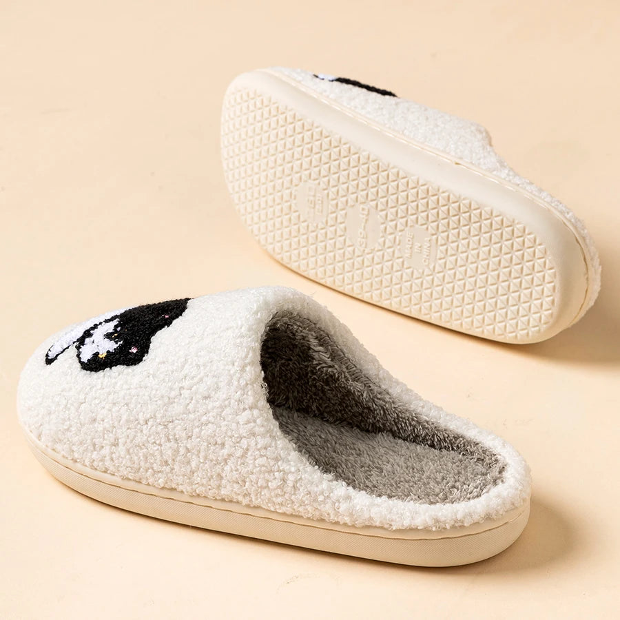 Cartoon Cat Winter Slippers for Women – Soft Plush Anti-Slip Indoor House Shoes