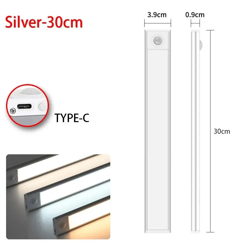LED Motion Sensor Under Cabinet Light Bar – USB-C Rechargeable