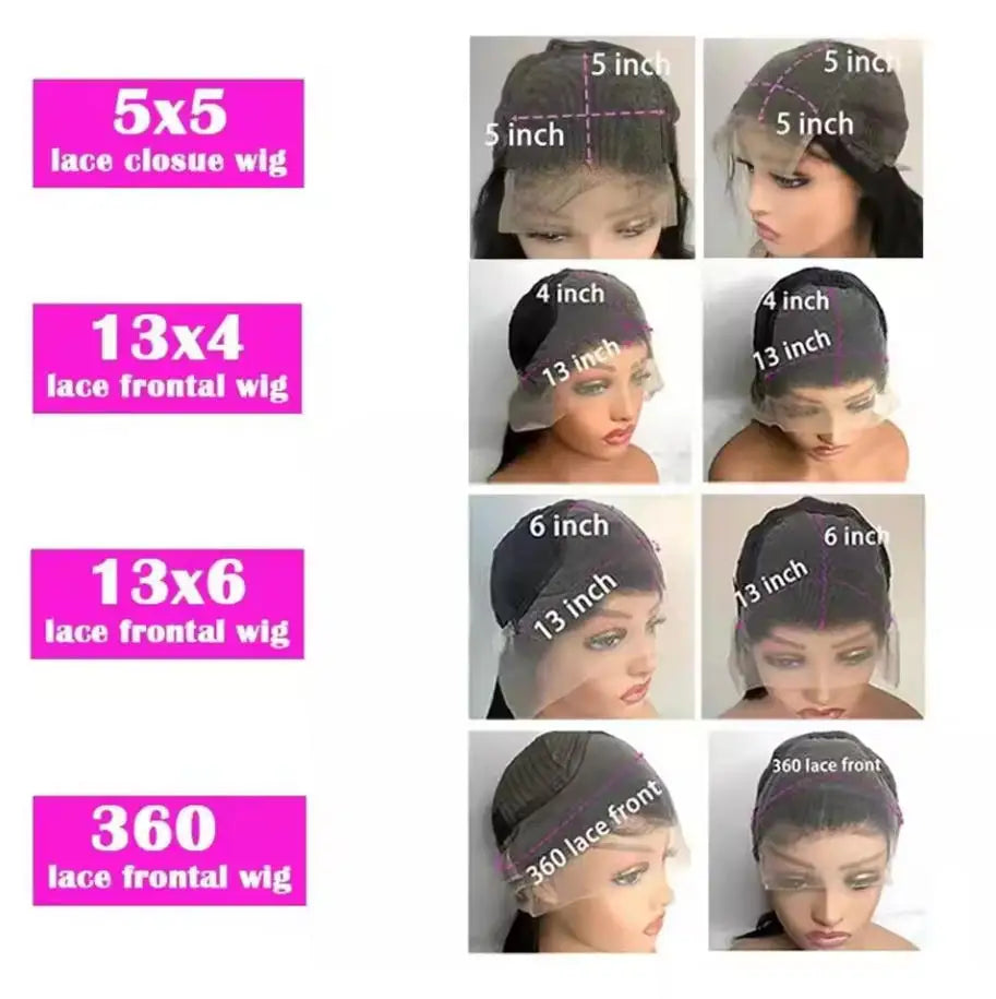 Natural Black Body Wave Glueless Lace Front Human Hair Wig 13x4 5x5