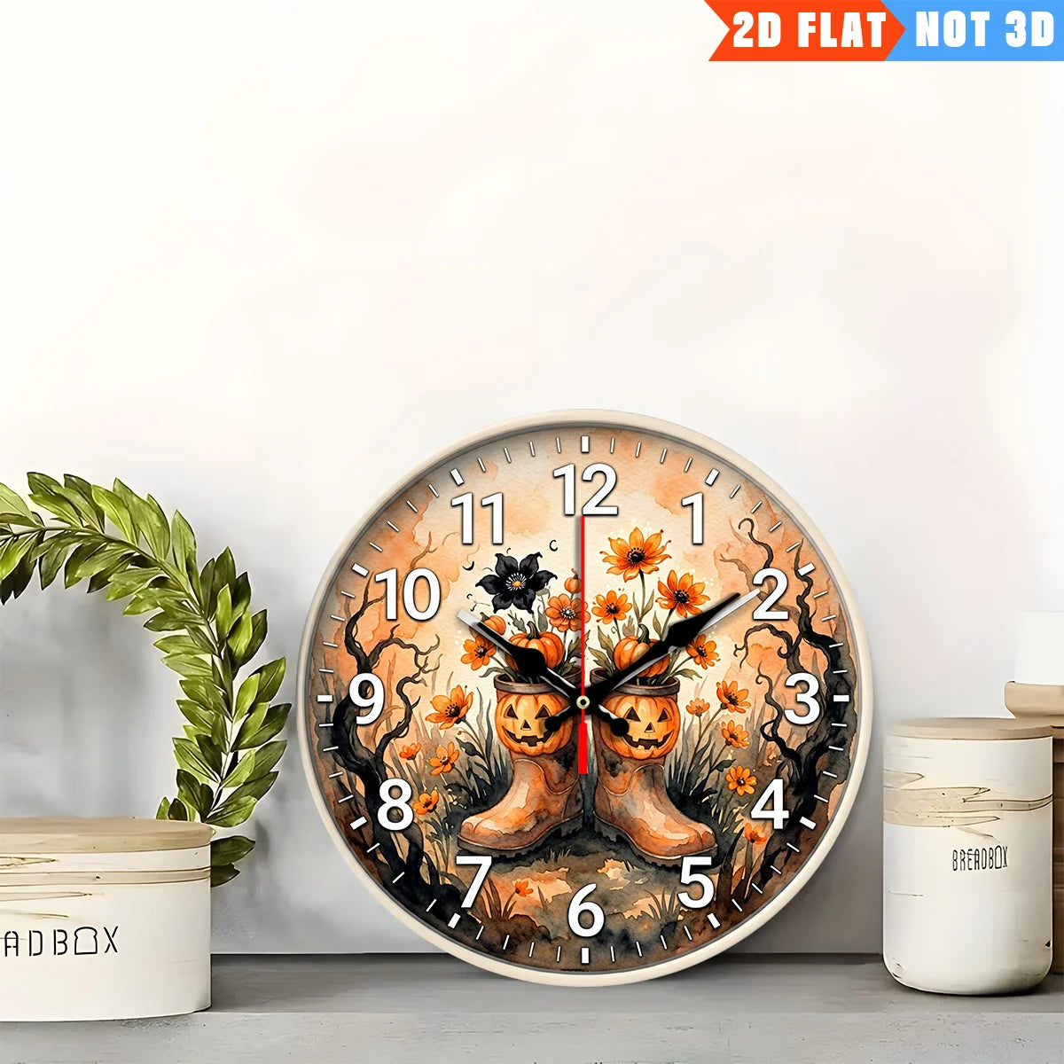 Halloween Pumpkin Wall Clock – 2D Round Decorative Clock for Home
