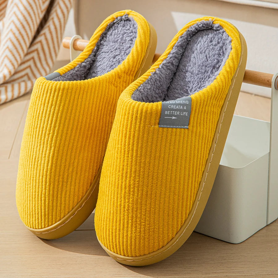 Women's Plush Indoor Slippers – Thick Sole Non-Slip Warm Winter