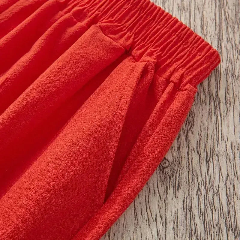 Women's Cotton Linen Harem Pants – Casual Loose Elastic Waist Cropped Trousers
