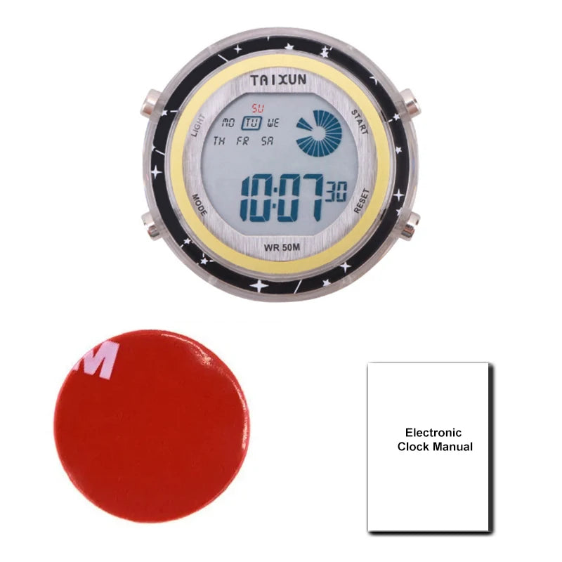 Waterproof Motorcycle Digital Clock – Stick-On Dashboard Watch