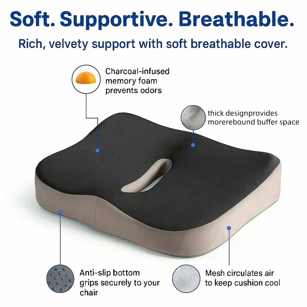 Memory Foam Seat Cushion – 3D Ergonomic Support for Office & Home