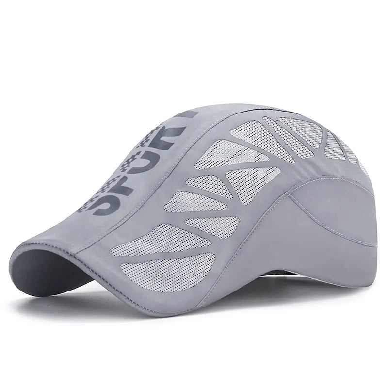 Quick Dry Mesh Flat Cap – Breathable Sports Baseball Hat