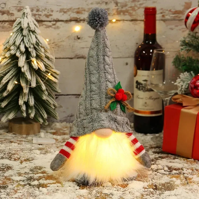 Light-Up Christmas Gnome Figurine – Glowing Sequin Faceless Doll Holiday Decoration