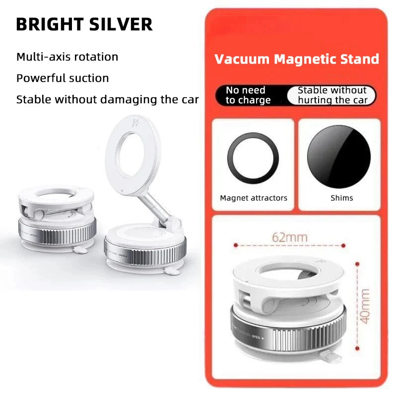 Magnetic Phone Holder with 3-Axis Rotation & Adjustable Suction Base