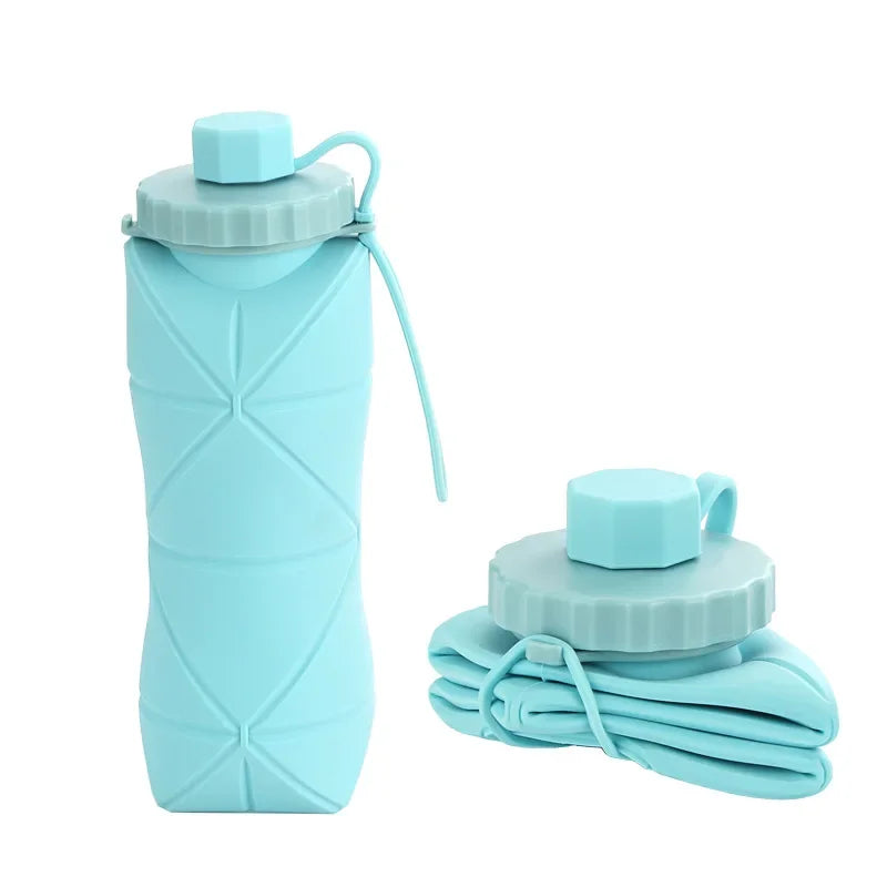 600ML Collapsible Silicone Water Bottle for Travel and Gym