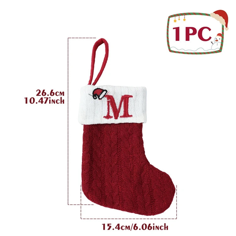 Christmas Alphabet Knit Stocking Ornament – 26 Letters