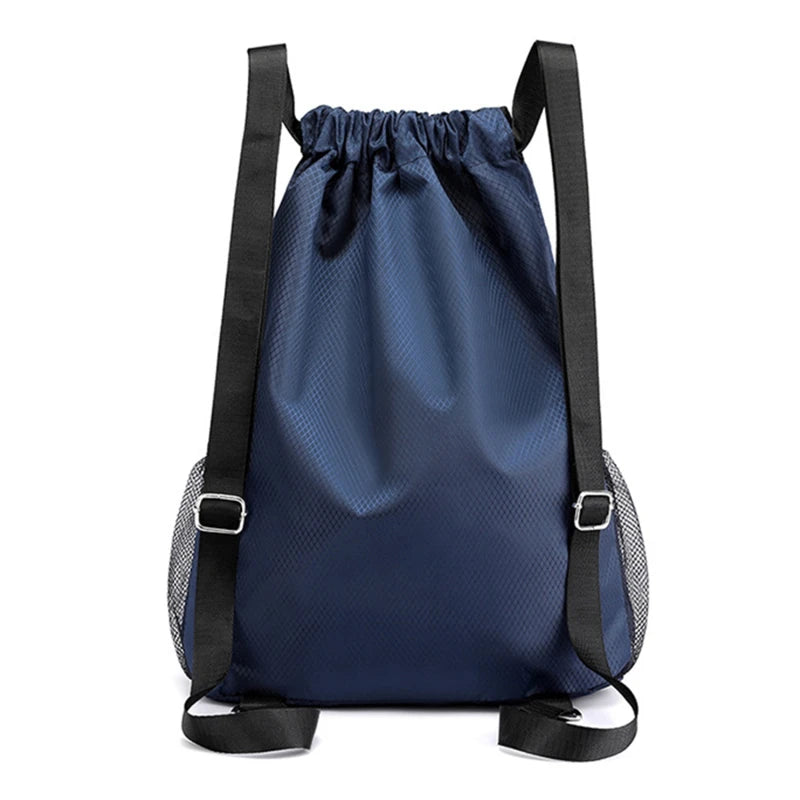 Drawstring Backpack with Side Pockets – Unisex Sports & Casual Bag