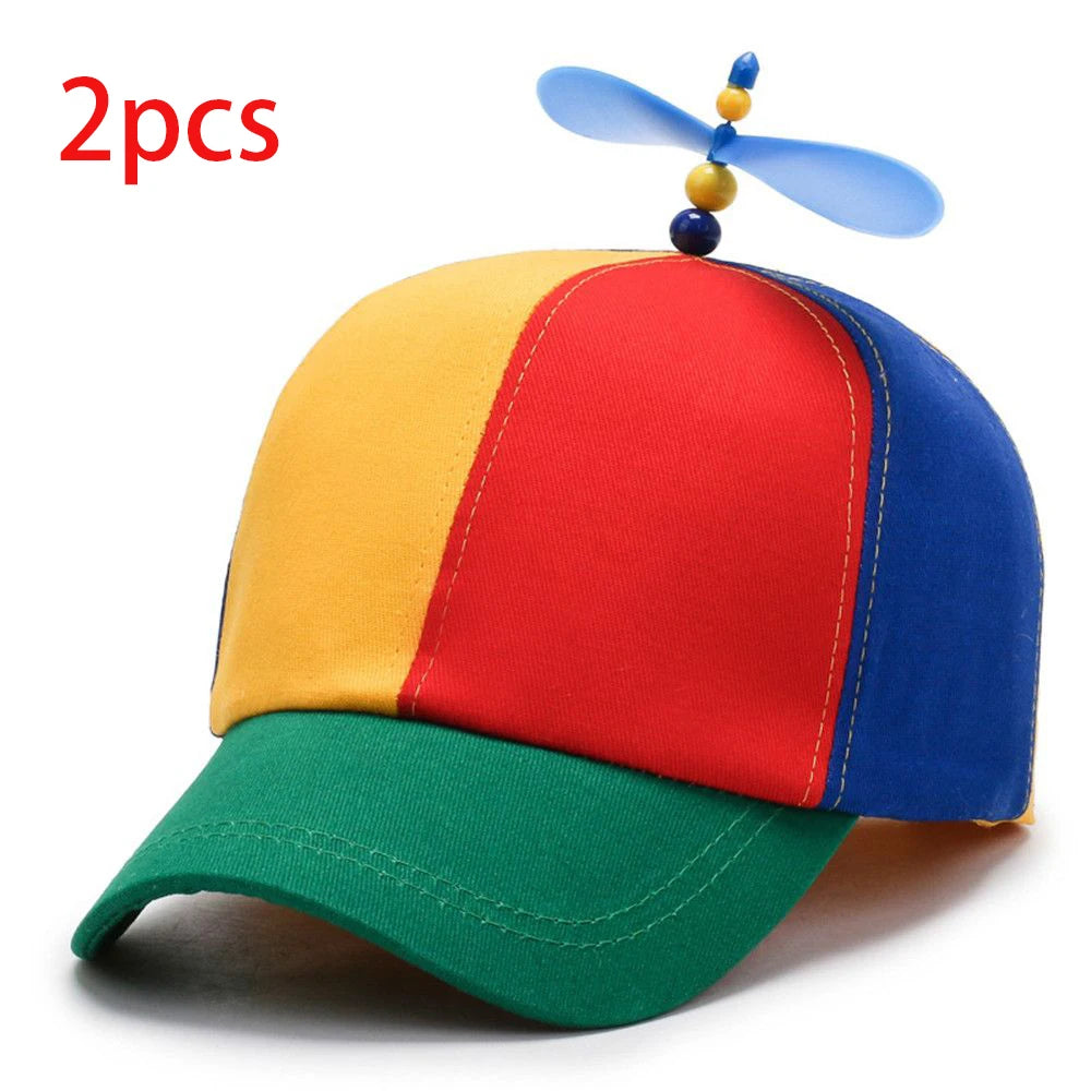 Propeller Baseball Cap – Rainbow Colorblock Hat for Kids & Adults