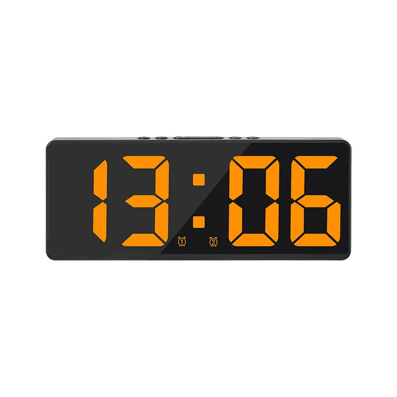 Digital LED Alarm Clock – Mirror Display, Voice Control & Snooze