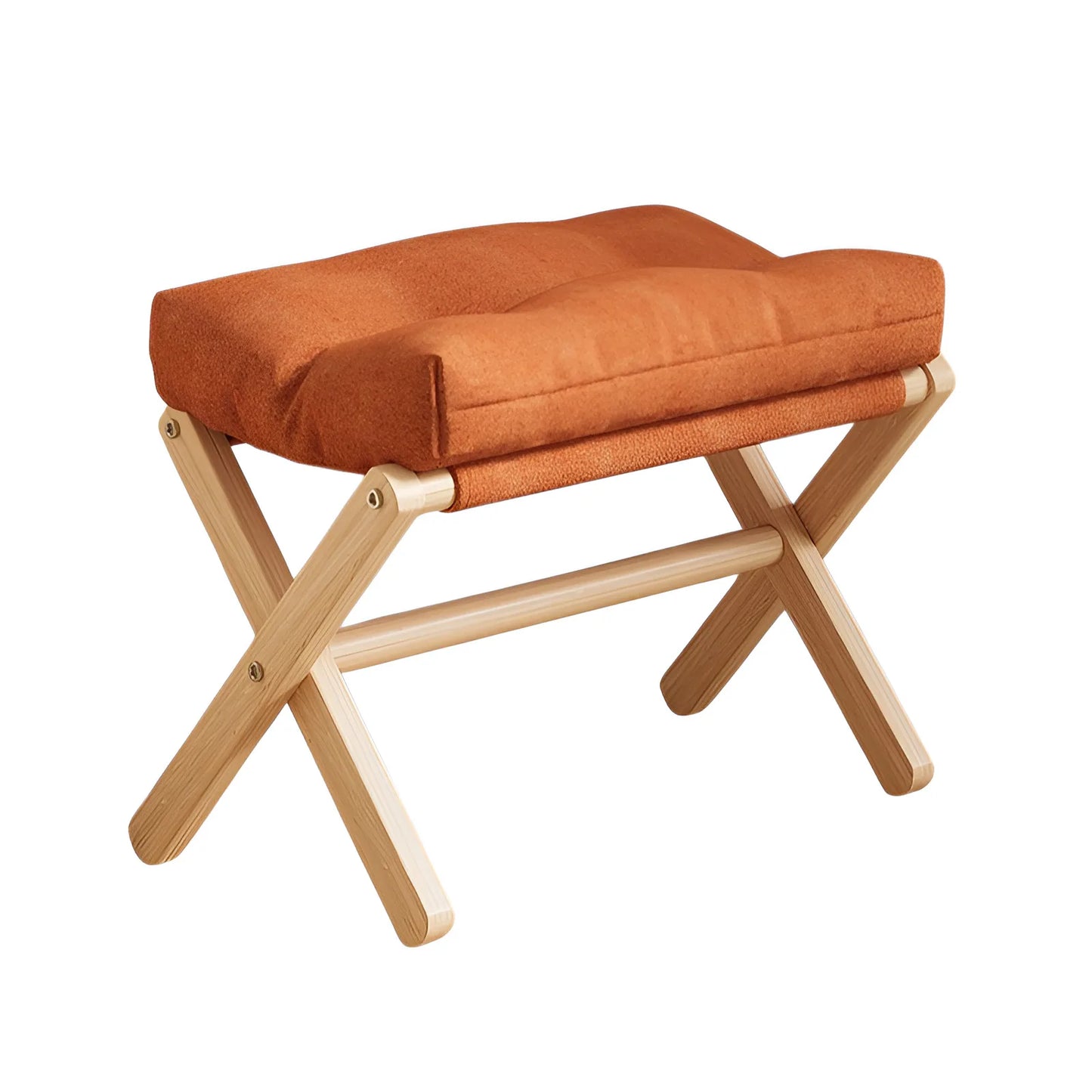 Solid Wood Footstool with Cushion – Padded Ottoman & Shoe Bench