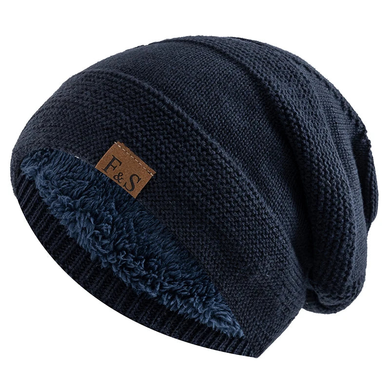 Fur Lined Slouchy Knit Beanie – Unisex Winter Hat