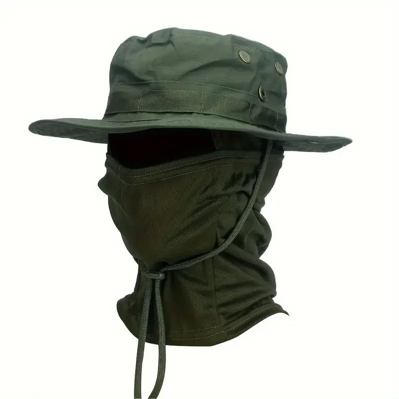 Boonie Hat with Face Cover – Wide Brim Tactical Sun Hat
